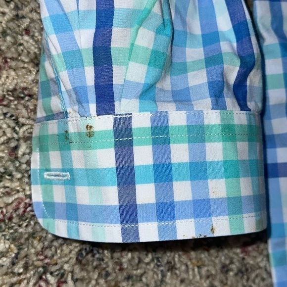 Boys/Kids Vintage Vineyard Vines Blue/Green Dress Shirt Size YL - Picture 4 of 9